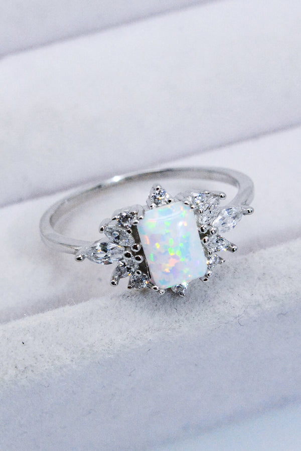 925 Sterling Silver Zircon and Opal Ring rings Luxurious Weddings