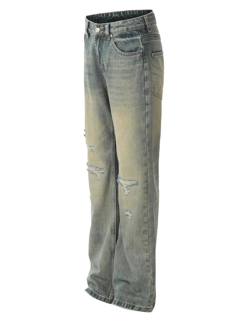 Men's Distressed High-Waist Straight Leg Jeans Jeans Luxurious Weddings