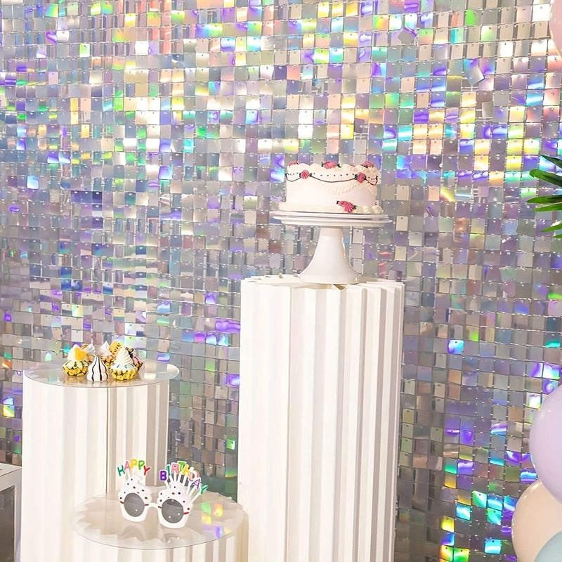 24pcs Silver Sequin Backdrop Panels for Events Backdrop Luxurious Weddings