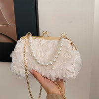 Net Lace Pleated Clutch Evening Handbag