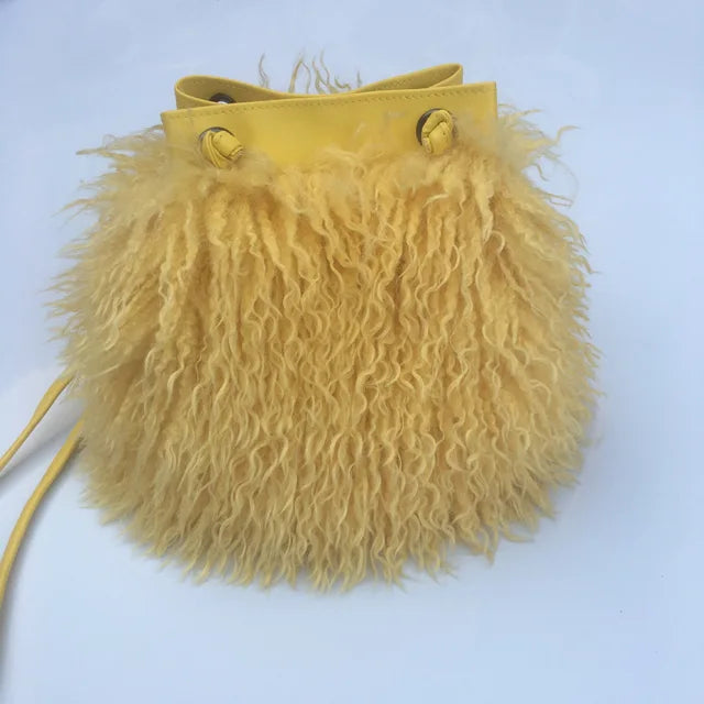 Long Fur Wool Bucket Bag Handbags Luxurious Weddings