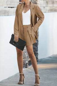 Longline Blazer and Shorts Set with Pockets suit sets Luxurious Weddings