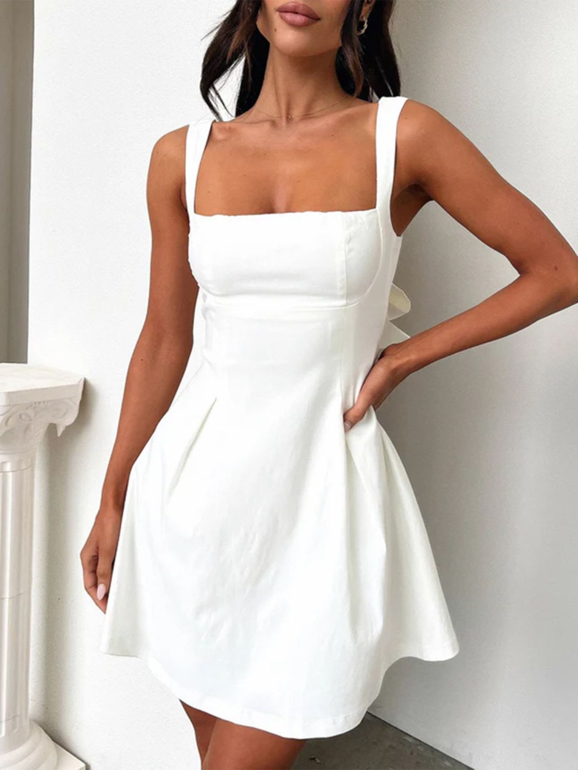 Devine Bow Back Square Neck Mini Dress Mini dress Luxurious Weddings