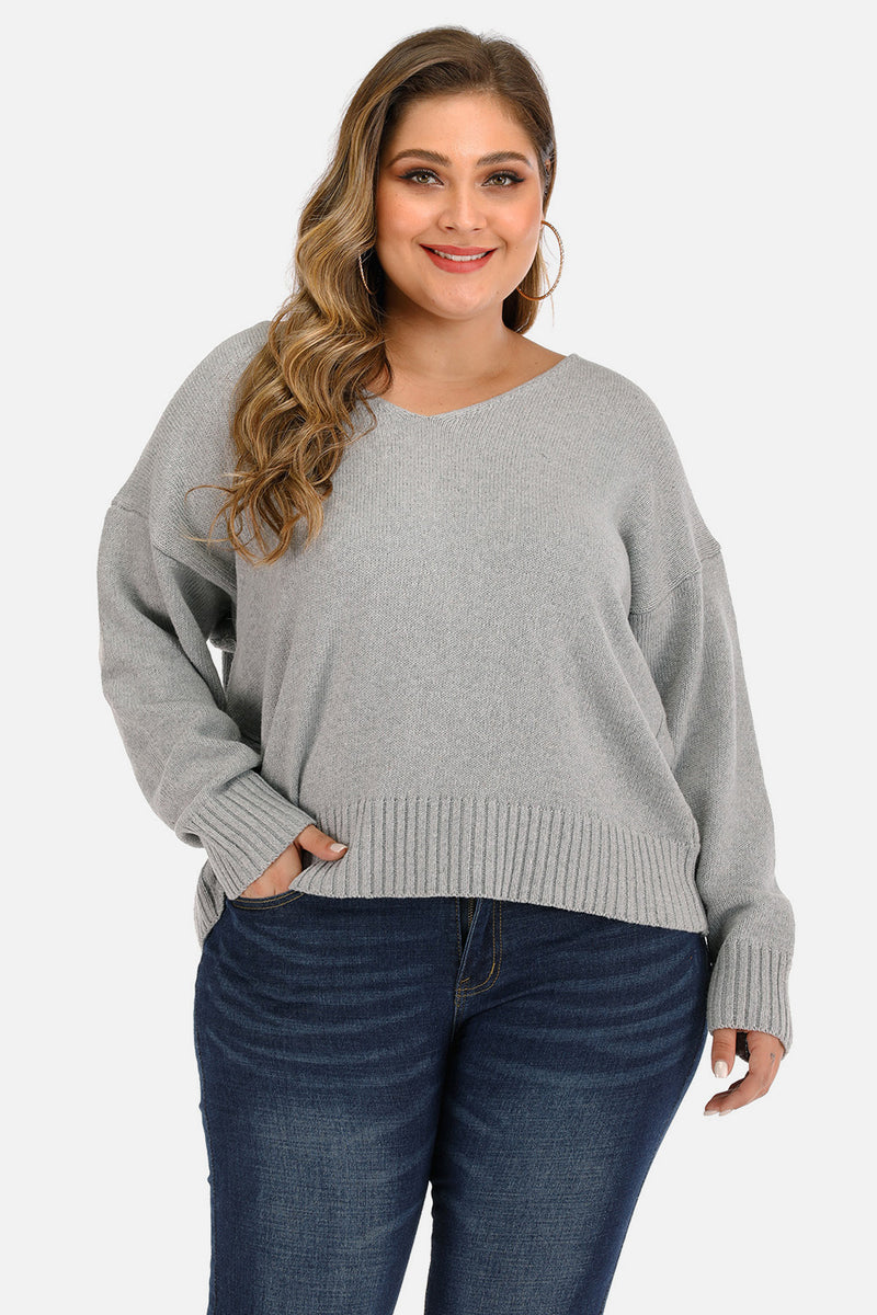 Plus Size V Neck Pullover Sweater Plus size jersey Luxurious Weddings