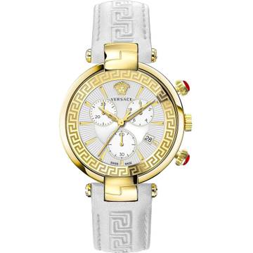 Gold Versace logo print watch