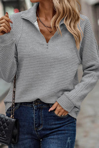 Plus Size Quarter Zip Long Sleeve T-Shirt Plus size sweater Luxurious Weddings