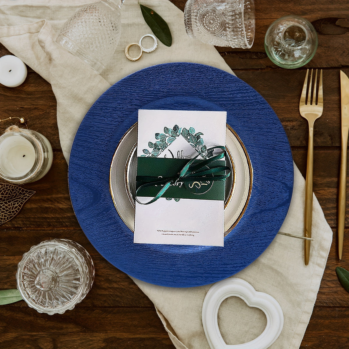 24pcs Dark Blue Elegant Charger Plates Set Charger Plates Luxurious Weddings