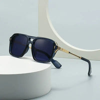 Men's UV protection square sunglasses with metal-plastic hybrid frame, ideal for luxurious weddings and formal events.