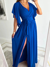 Flutter Sleeve Surplice Tie Waist Dress Bridesmaid Dresses Luxurious Weddings