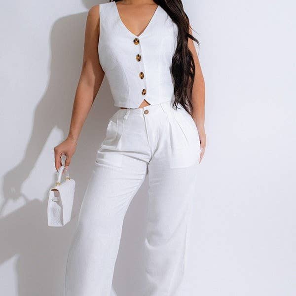 Linen Two-Piece Vest Suit Womens Suit Sets Luxurious Weddings