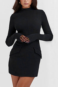 Mock Neck Long Sleeve Mini Dress Dresses/Mini Dresses Luxurious Weddings