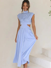 Cutout Mock Neck Sleeveless Ruched Dress Sleeveless dress Luxurious Weddings