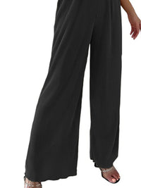Full Size Elastic Waist Wide Leg Pants Plus Size Pants Luxurious Weddings
