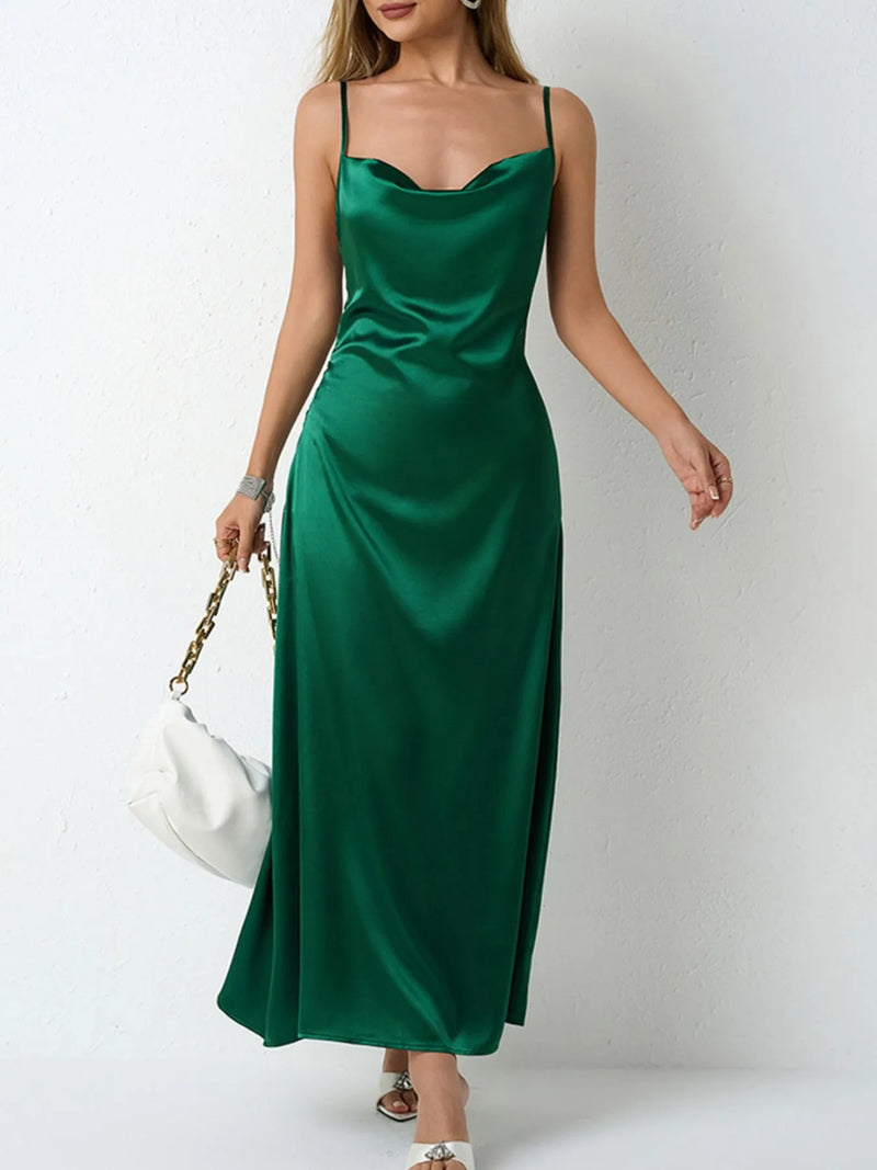 Satin Cowl Neck Cami Dress Bridesmaid Dresses Luxurious Weddings