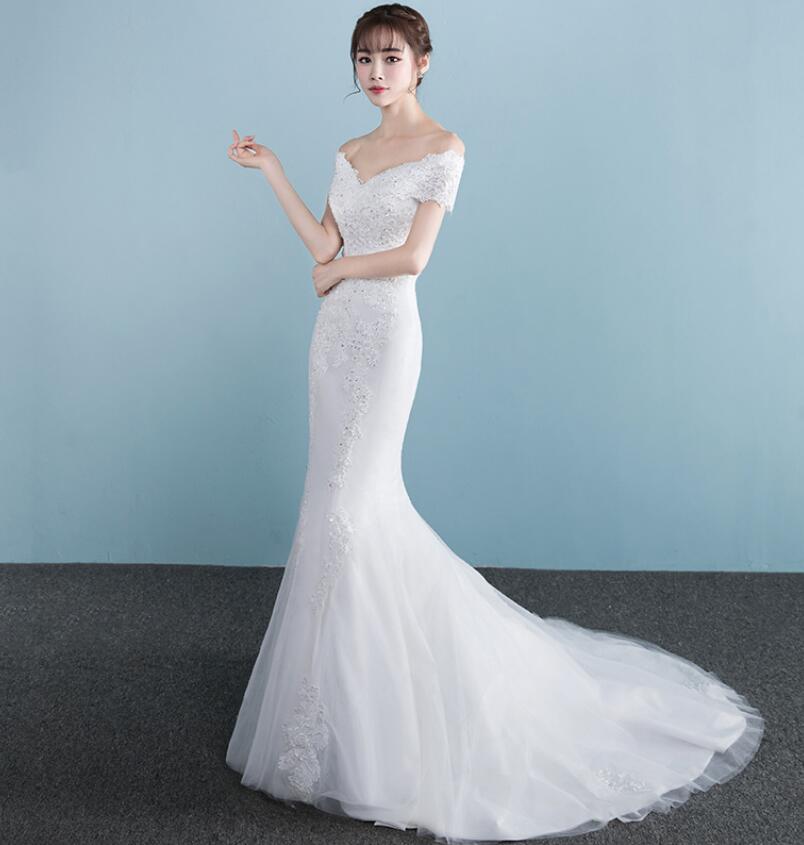 One-shoulder Wedding Dress Bride Married Slim Slimming Waist Fishtail Wedding Dress Fishtail Wedding Dress