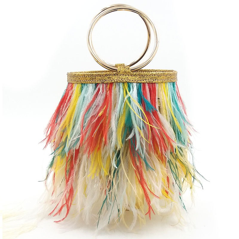 portable chain bag imported ostrich feather Handbags Luxurious Weddings