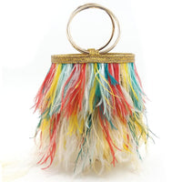 portable chain bag imported ostrich feather Handbags Luxurious Weddings
