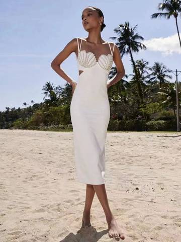 Bandage dress diamond chain halter skirt Luxurious Weddings