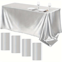 Elegant Golden Satin Tablecloth Overlay - 102 x 58\" Tablecloth Luxurious Weddings