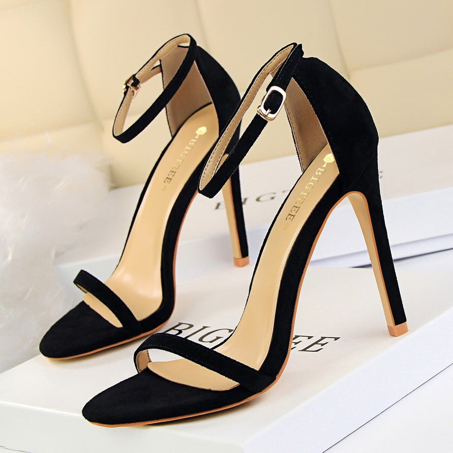 High-heeled suede open-toe pumps shoes Luxurious Weddings