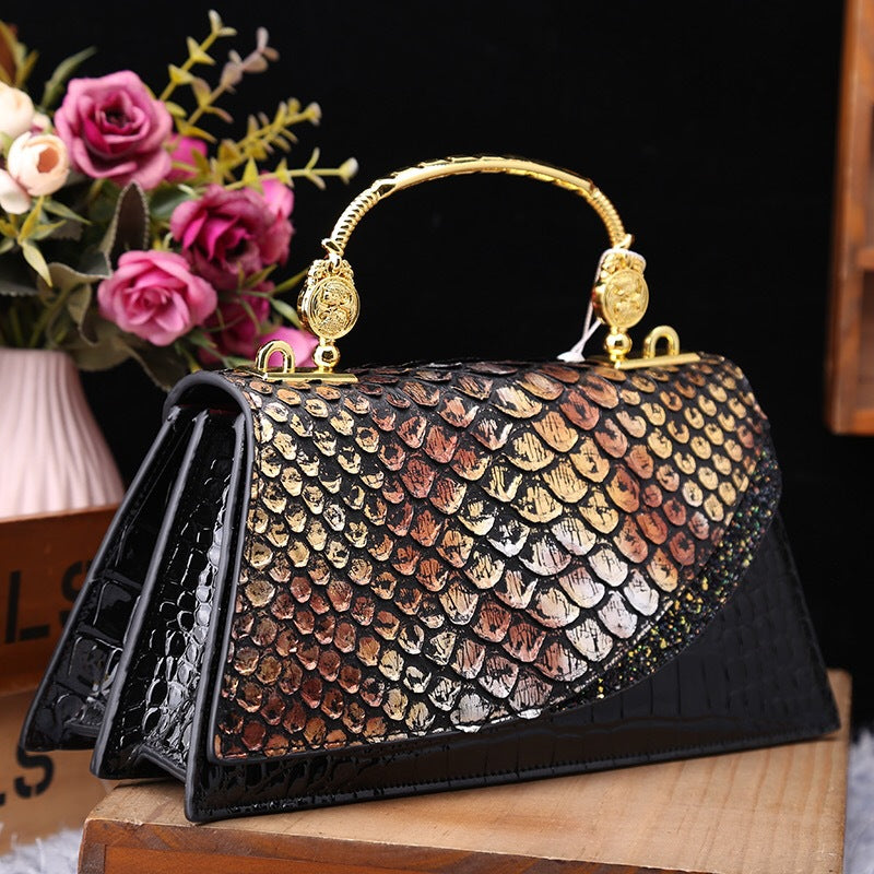 Snake grain leather trapezoid bag Handbags Luxurious Weddings