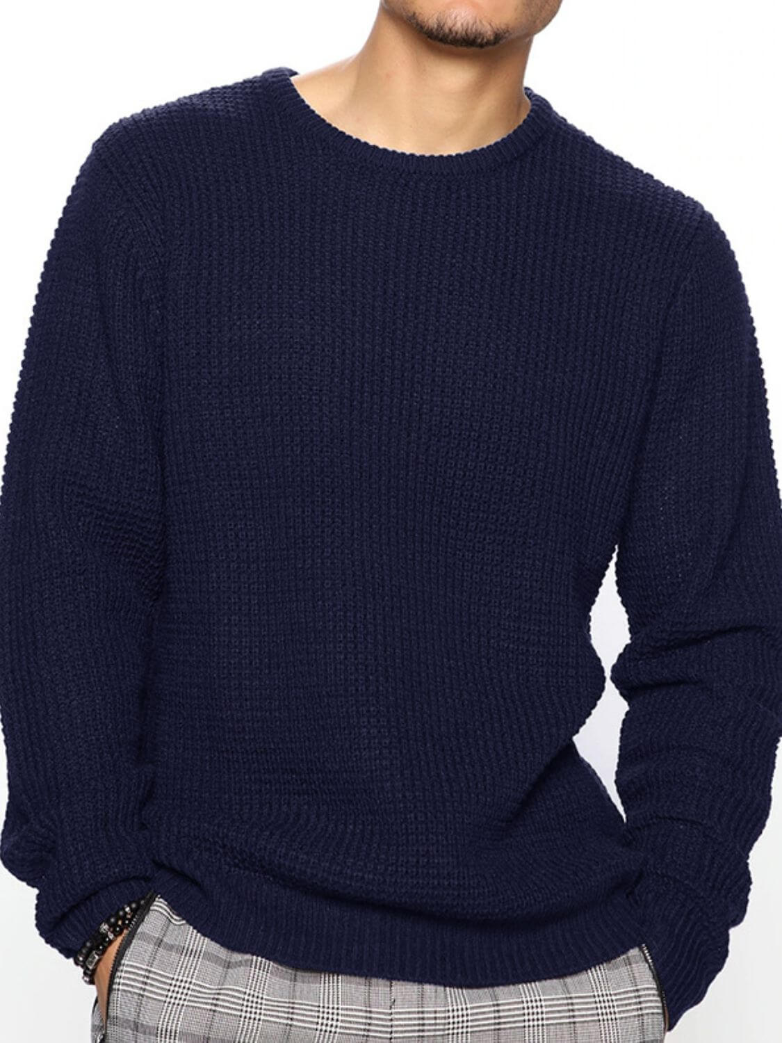 Men's Full Size Round Neck Long Sleeve Sweater Plus Size mens sweatshirts Luxurious Weddings
