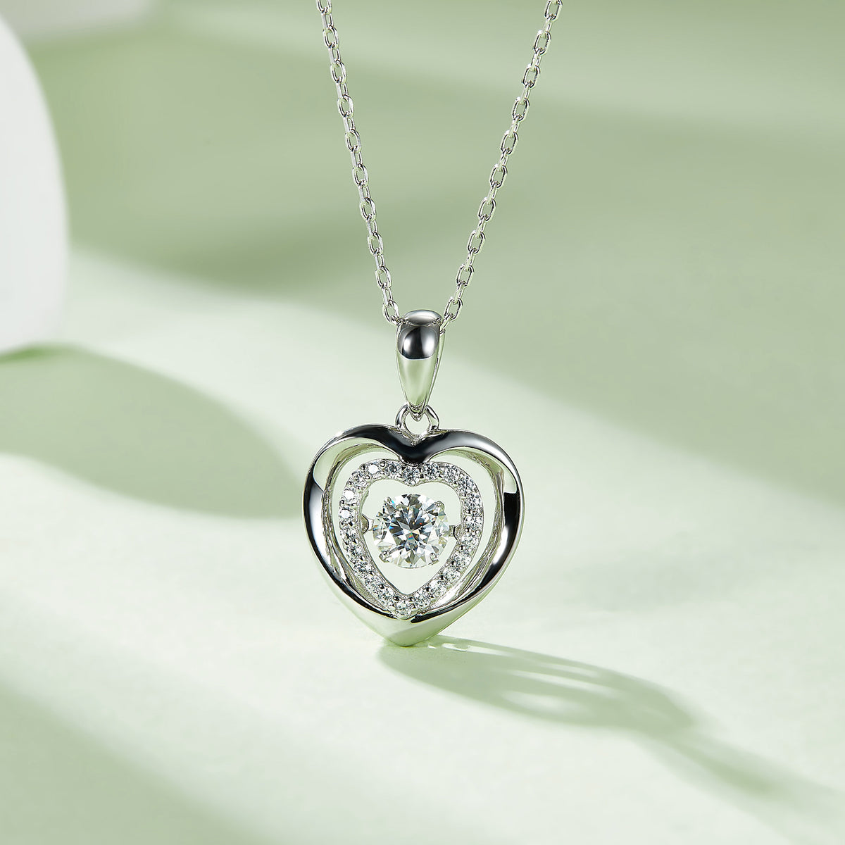 Moissanite 925 Sterling Silver Heart Necklace Necklace Luxurious Weddings