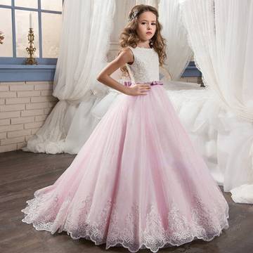 Children's Flowergirl Lace Puff Princess Dress girls dress Luxurious Weddings