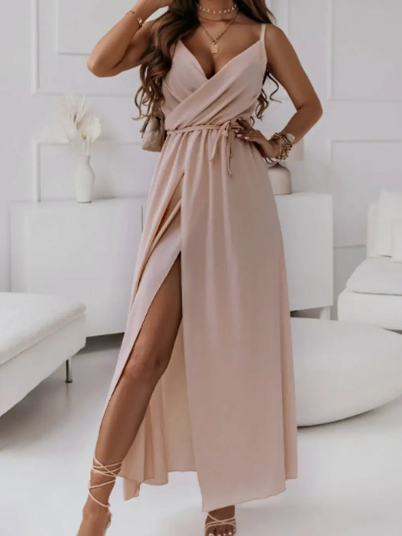 Honey Tied Surplice Sleeveless Midi Cami Dress Midi Dress Luxurious Weddings