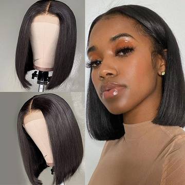 High Temperature Silk Front Lace Wig Human Hair Bob Human Hair Wig Luxurious Weddings