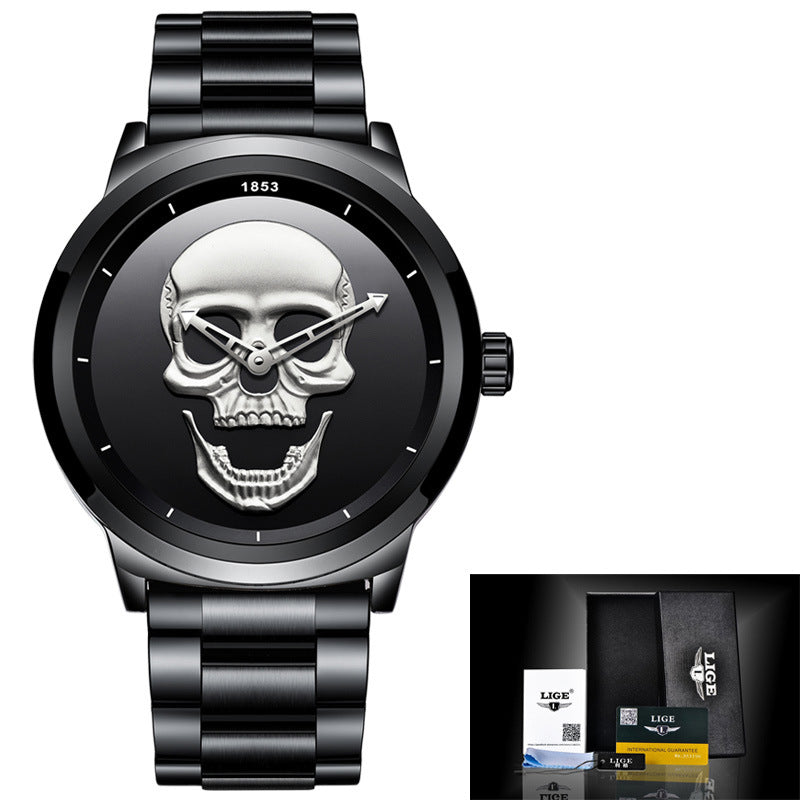 LIGE Simple Skull Stereoscopic Watch Watches Luxurious Weddings