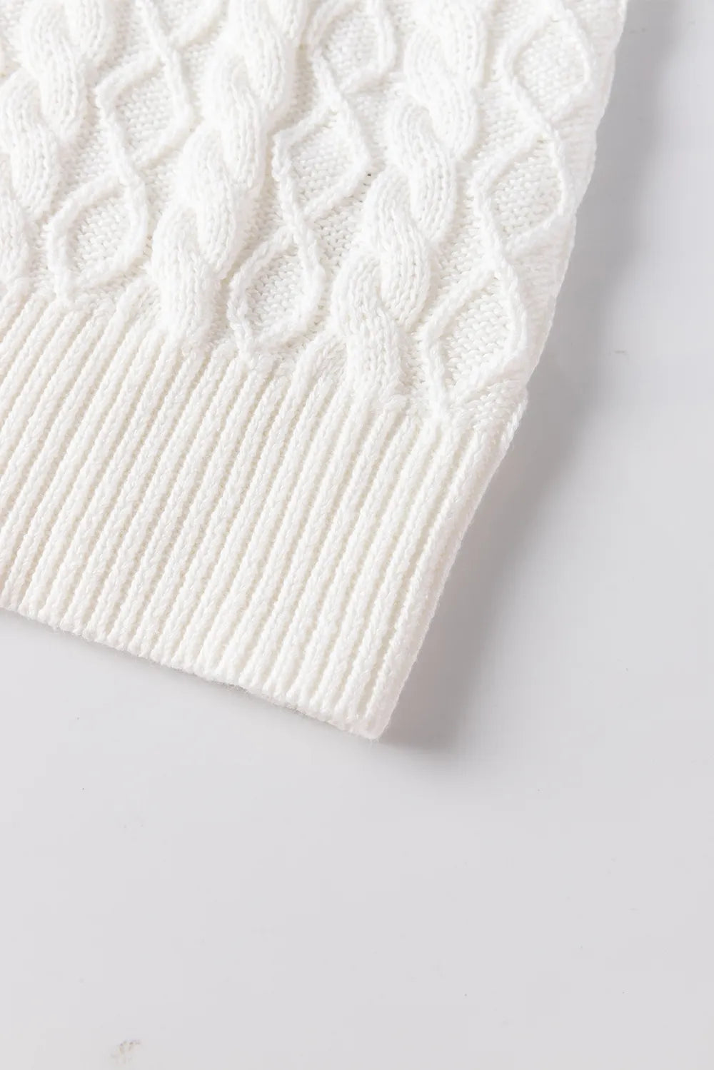 Cable-Knit Turtleneck Cap Sleeve Sweater Sweater Luxurious Weddings
