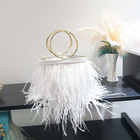 portable chain bag imported ostrich feather Handbags Luxurious Weddings