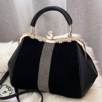 Luxurious Women's Handbag in black with diamond embellishments, perfect for elegant weddings and special occasions.