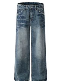 Men's Wide-Leg Vintage Wash Jeans Jeans Luxurious Weddings