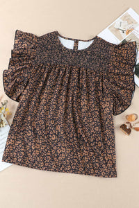 Plus Size Printed Smocked Butterfly Sleeve Blouse Luxurious Weddings