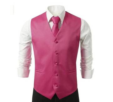 Men's Waistcoat & Tie Set Fushia Luxurious Weddings