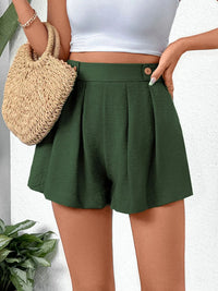 Pleated Detail Shorts with Pockets Shorts Luxurious Weddings