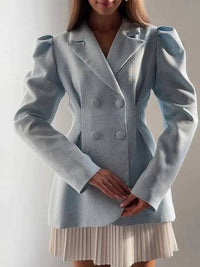 Breasted Puff Sleeve Suit Jacket And Skirt Suit Luxurious Weddings