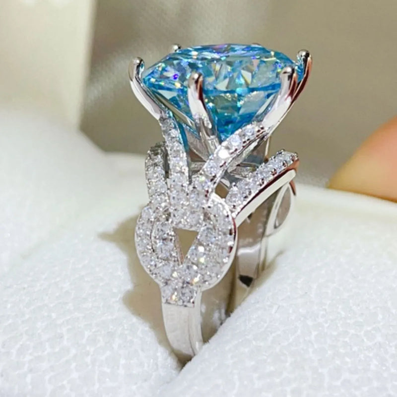 10 Carat Moissanite 925 Sterling Silver Ring Luxurious Weddings