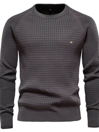 Texture Round Neck Long Sleeve Sweater Men's Sweatshirts Luxurious Weddings
