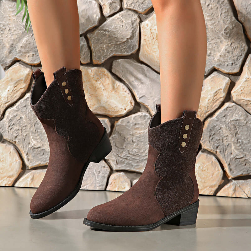 Suede Point Toe Block Heel Boots boots Luxurious Weddings