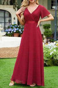 Surplice Flutter Sleeve Maxi Dress bridesmaids dress Luxurious Weddings