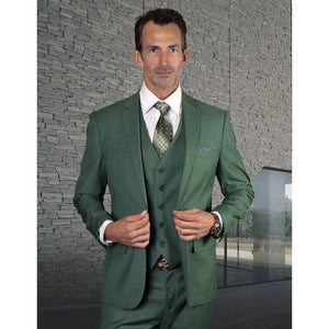 Lazaro Italian 3 Pc Slim Fit Men's Suit, Green SUIT Luxurious Weddings