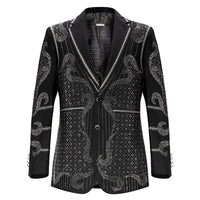 BAROCCO Men's Duke Rhinestone Design Blazer | Black/Silver Men's Blazer Luxurious Weddings