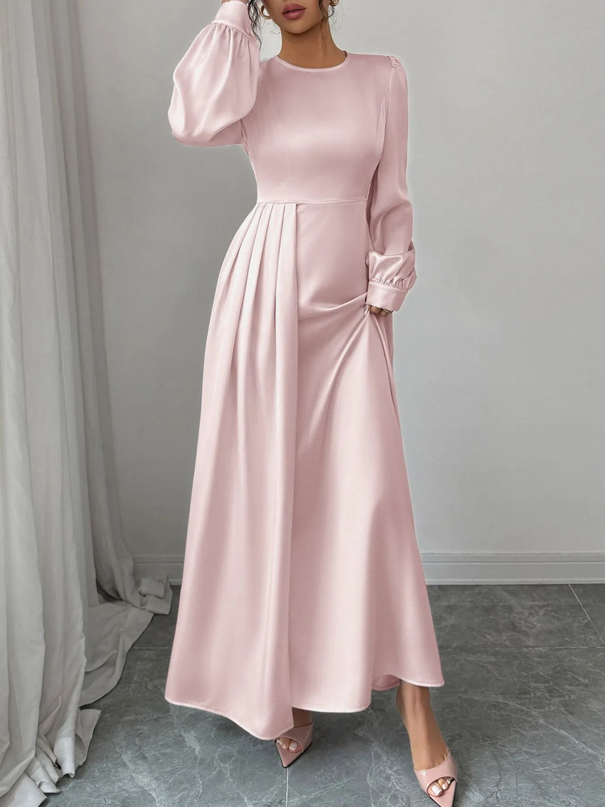 Satin Long Sleeve Maxi Dress Dresses Luxurious Weddings