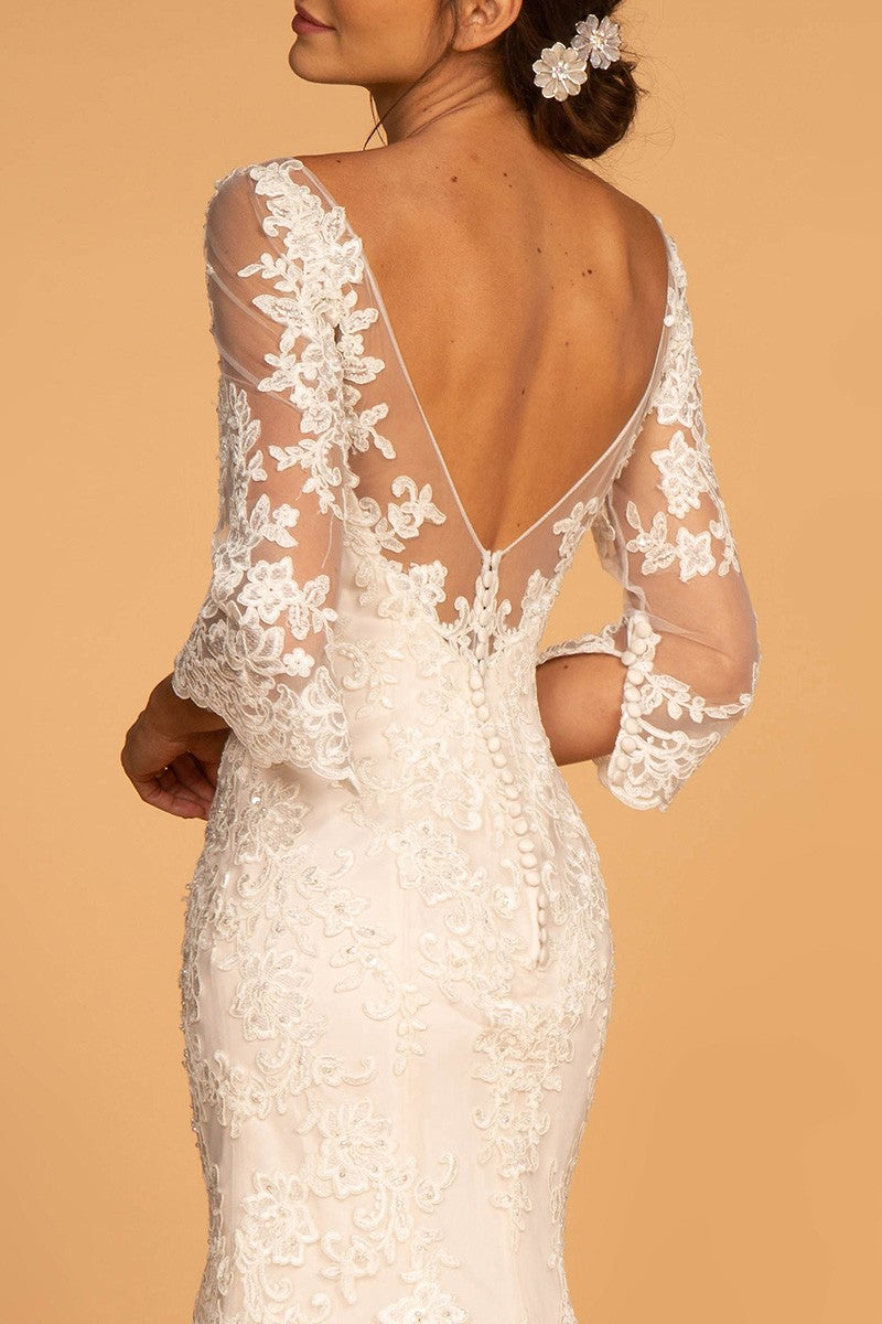 Eternal Enchantment: Illusion Neckline Lace Mermaid Bridal Gown