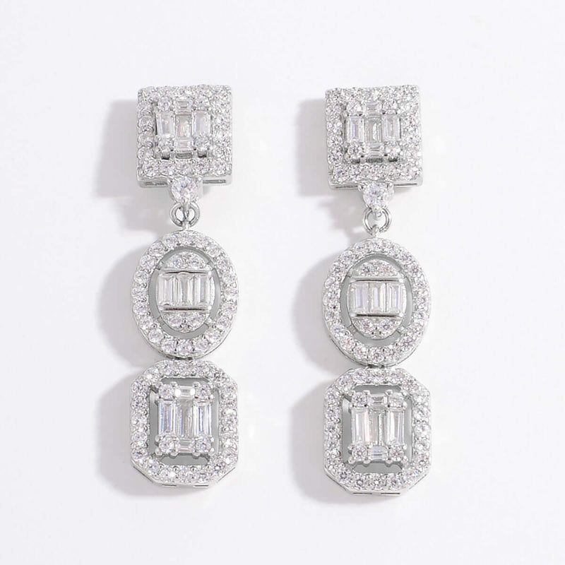 925 Sterling Silver Inlaid Zircon Earrings Earrings Luxurious Weddings
