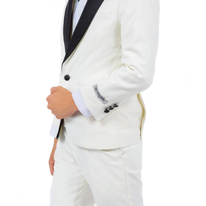 Ivory Stacy Adams Boys Tuxedo, Slim-Fit 5pc w/ Tuxedo Shirt Suit Luxurious Weddings