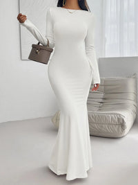 Devine Backless Round Neck Long Sleeve Maxi Dress wedding dress Luxurious Weddings